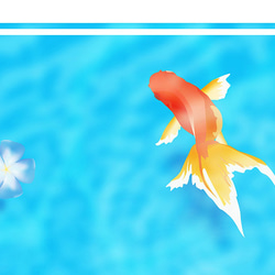金魚の壁面遊泳　【A3アートポスター】"おしゃれインテリア雑貨/夏/魚/金魚/海" 2枚目の画像