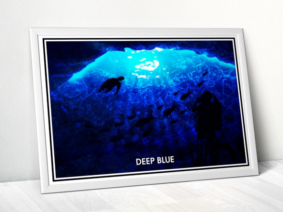 DEEP BLUE　【A3アートポスター】"海/魚/青/水色/夏" 1枚目の画像