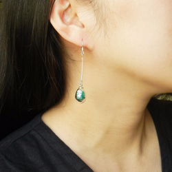 * Coucoubird *  - スプレー - グラデーション青緑色のダイヤモンドのピースのイヤリング/ 925 Tremel 3枚目の画像