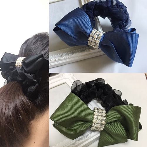 大人可愛いヘアゴム♡受注製作♡シュシュ♡クロッカンシュシュ 