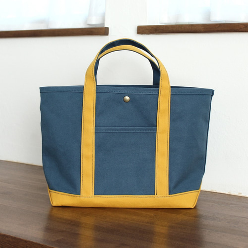 帆布トートバッグ・Sサイズ(ブルーグレー×マスタード)8号帆布 帆布トートバッグ・Sサイズ(ブルーグレー×マスタード)8号帆布