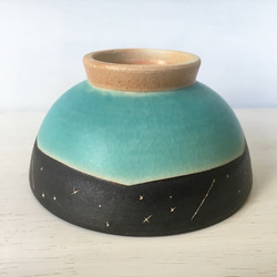 『受注生産』　星空のご飯茶碗(M) トルコマット釉　shin.pottrystudio 簡易不織布ラッピング無料　陶器 4枚目の画像