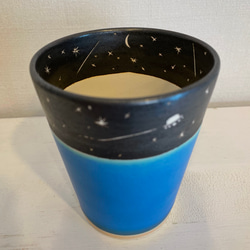 【受注生産】星空のフリーカップ　トルコマット釉　shin.pottrystudio  簡易不織布ラッピング無料 2枚目の画像