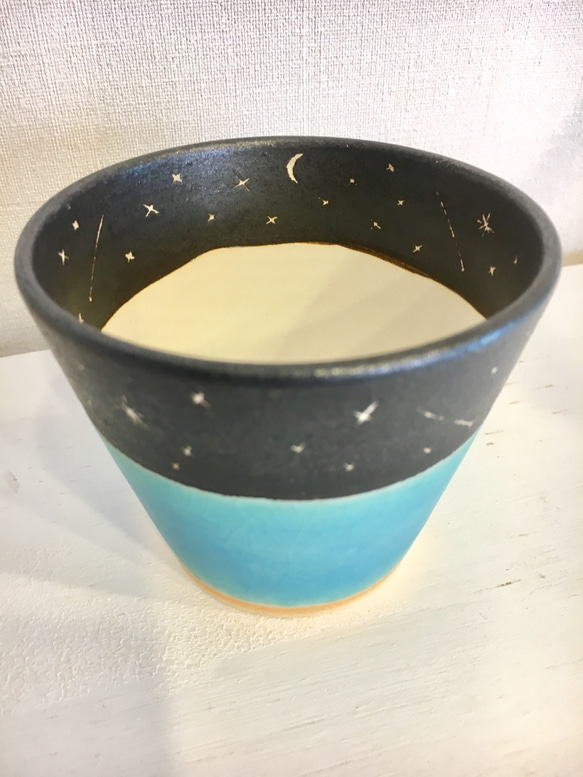 【受注生産】星空のそばちょこカップ　トルコマット釉　shin.pottrystudio 2枚目の画像