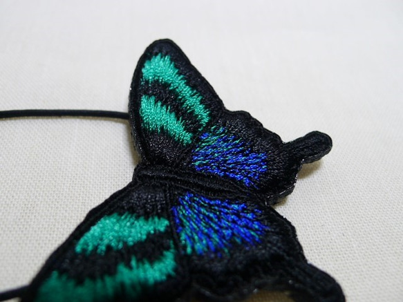 青緑のアゲハ蝶ヘアゴム 7枚目の画像