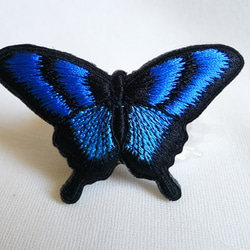 青と水色のアゲハ蝶刺繍ブローチ 9枚目の画像