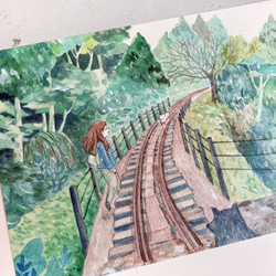 風景插畫明信片─ 阿里山鐵路 GF2 第2張的照片
