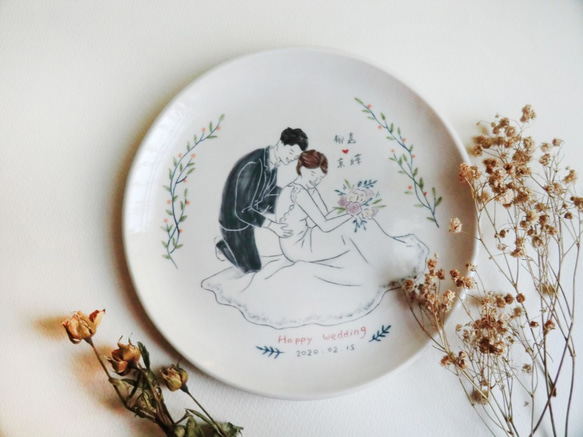 人像插畫客製盤 婚禮禮物 情侶 結婚送禮 似顏繪 陶瓷 第7張的照片