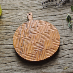日式方格紋mini織紋木砧板 甜點盤/杯墊/櫻桃木/木質線織紋創作系列 第1張的照片