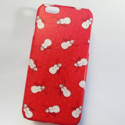 【冬限定】雪だるま♡赤 iPhoneケース　スマホケース 1枚目の画像