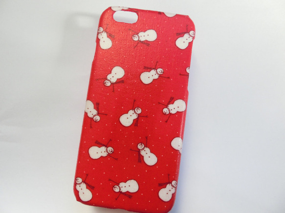 【冬限定】雪だるま♡赤 iPhoneケース　スマホケース 1枚目の画像