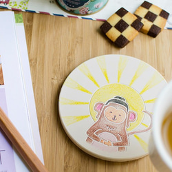 【客製化禮物 】DIY彩繪陶瓷十二生肖杯墊┇ 猴光萬丈 第1張的照片