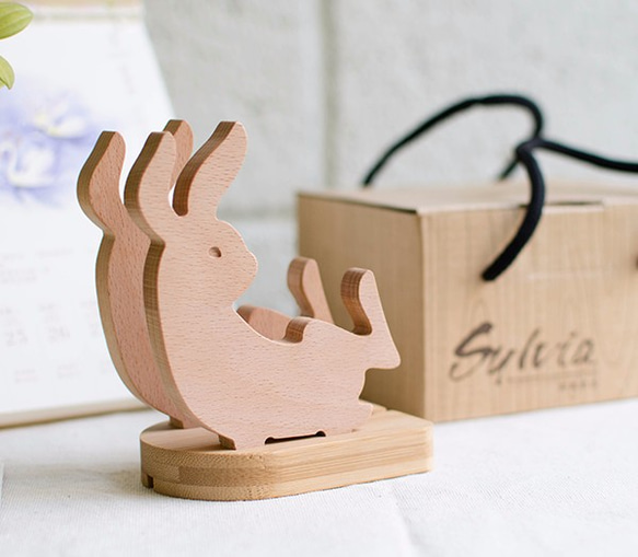 [クリスマスギフト交換] Bunny┇iPhone Android Log Phone Holder 2枚目の画像