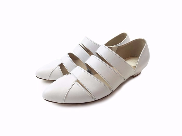 [The Deep] Pannychia - White Leather Handmade sandals 1枚目の画像