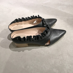/The Deep/  Bubblegum Coral - Black Leather Handmade sandals 3枚目の画像