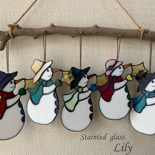 X'mas ステンドグラス 「雪のスノーマン」 ver.2