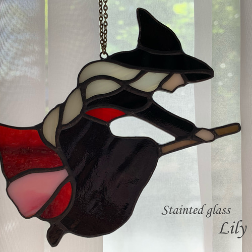 ステンドグラス ハロウィン オーナメント「エレガントな魔女」 再販