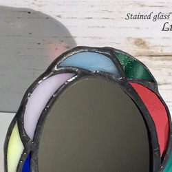 ステンドグラス 「カラフル コンパクトミラー」 手鏡 ミラー 3枚目の画像
