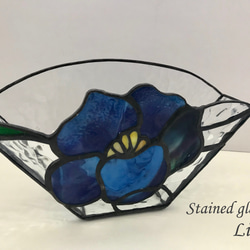ajisaiflow 様専用ステンドグラス 「ブルーのお花 コーヒーフィルター入れ」 1枚目の画像