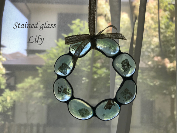 ステンドグラス 「ガラスのポンデリングリース」 4枚目の画像