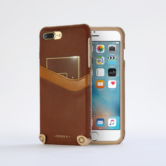 iPhone 8 PLUS / 7 PLUS / 5.5吋 極簡系列皮革保護套- 馬鞍棕 第6張的照片