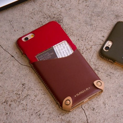 特價25%off-iPhone 6/6S / 4.7吋  極簡系列雙色皮革保護套 - 櫻桃紅 / 濃巧克力棕 第1張的照片