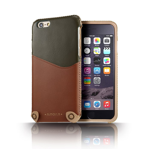 特價25%off-iPhone 6/6S / 4.7吋 極簡系列雙色皮革保護套 - 軍綠 / 淡巧克力棕 第2張的照片