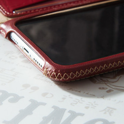 iPhone X / Xs 手帳系列混搭款皮革保護套-赭紅色 第5張的照片