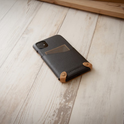 iPhone 11 MORANDI系列經典款皮革保護套 - 騎士黑 第2張的照片