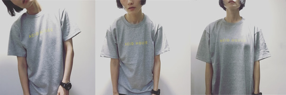 シンプルなTシャツ「ACID HOUSE」グレー 2枚目の画像