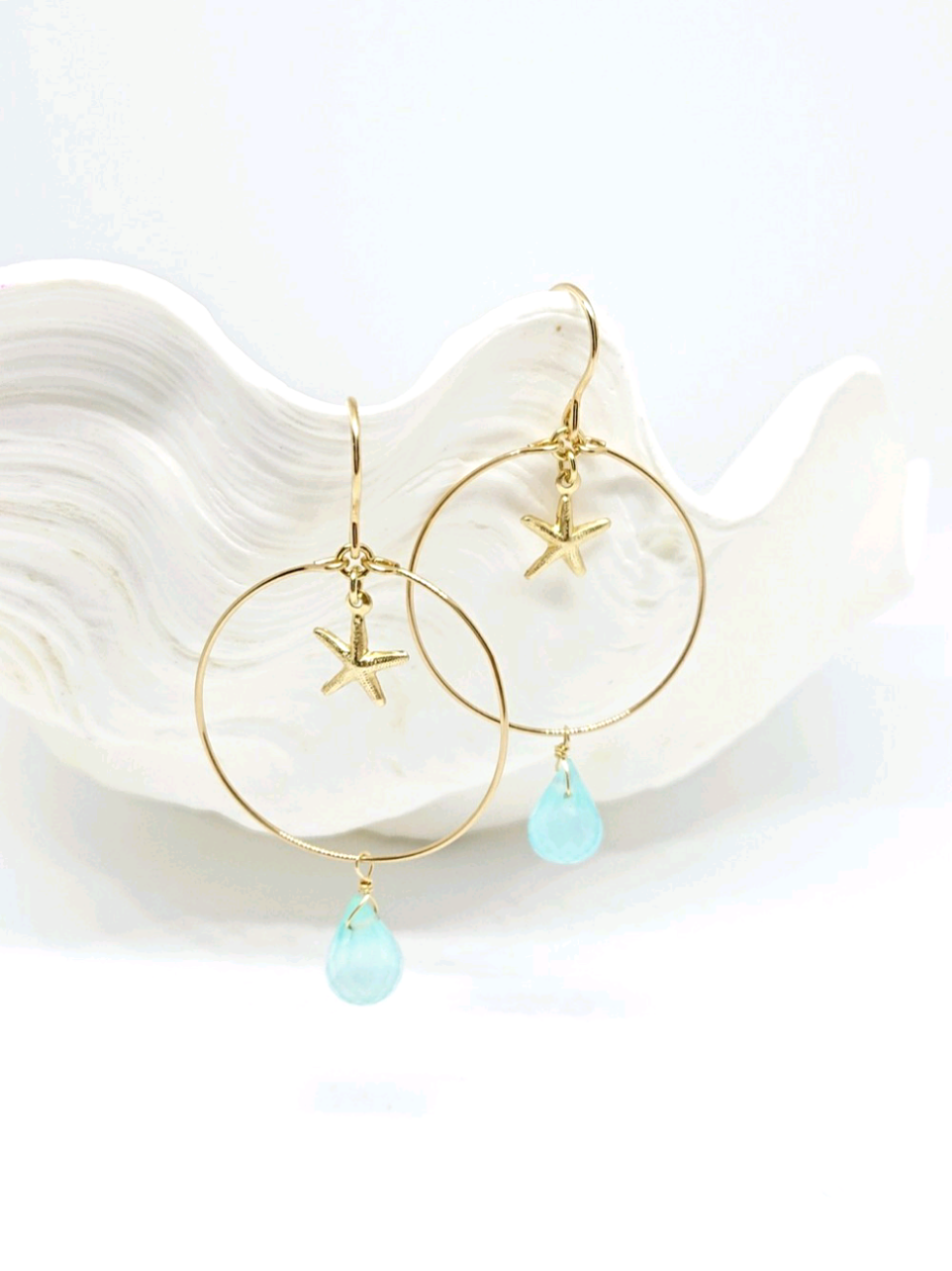 【SALE!】k14gf カルセドニーのマリンフープピアス        Ω