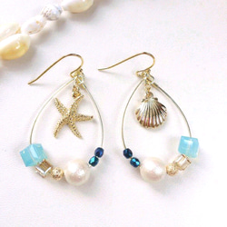 1点のみ】k14gf 宝石質アイオライトのピアス ピアス（フック・チェーン