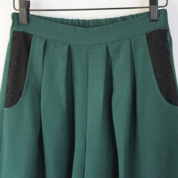 手工製蕾絲口袋寬褲(green) 第4張的照片