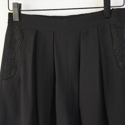 手工製蕾絲口袋寬褲(black) 第4張的照片