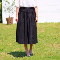 【期間限定50％OFF】 リネン　ロングスカート　ブラック 1枚目の画像