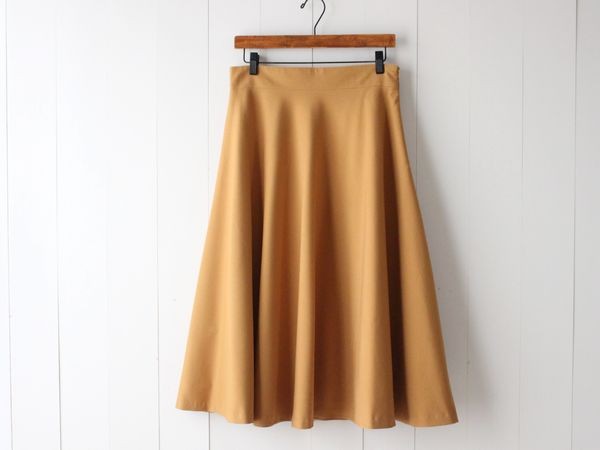 【M】　ミモレ丈 フレアスカート　piano　affetto ハンドメイド　マスタード