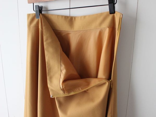 【M】　ミモレ丈 フレアスカート　piano　affetto ハンドメイド　マスタード