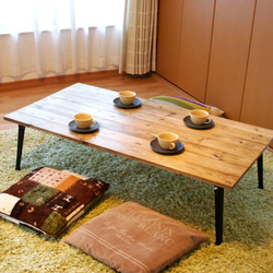 幅120cm×奥行61cm：無垢材の折りたたみテーブル 5枚目の画像