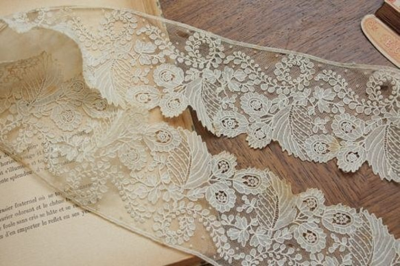ベルギーアンティークレース　ポワンドローズ　美品 ポワンドローズ ポワンドガーズ アンティークレース ベルギー 1850年