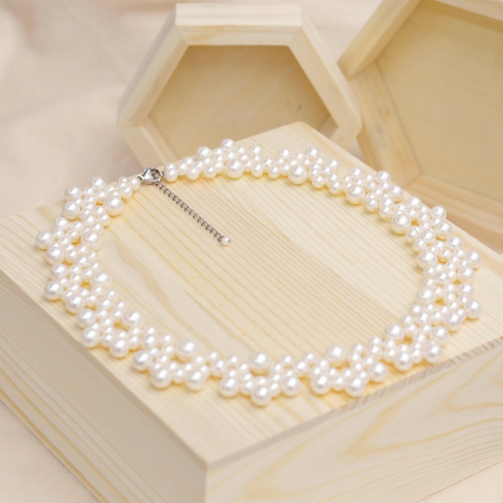 雪 - 淡水真珠織チェーン