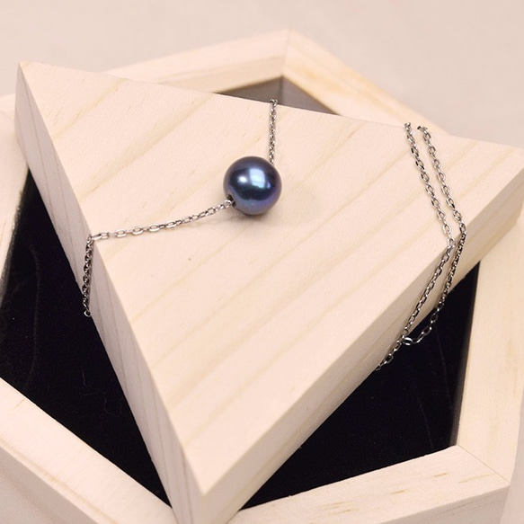 シンプルな925スターリングシルバー淡水真珠のネックレス一粒 1枚目の画像