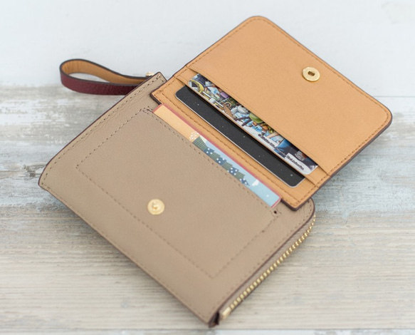 真皮多功能L型拉鏈短夾 零錢包卡包 拼色設計 交換禮物 第3張的照片