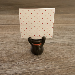 陶器の福々招き猫カード立て　黒ねこ　小 3枚目の画像