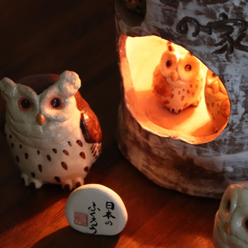 数量限定ハンドメイド2019 ふくろうの家ランプ 日本のフクロウ 