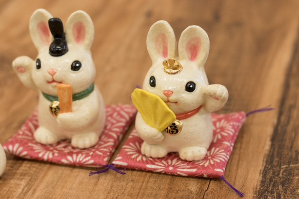 福々招きうさぎびな　ウサギのお雛様人形 4枚目の画像