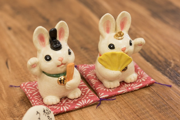 受注生産　福々招きうさぎびな　ウサギのお雛様人形 5枚目の画像