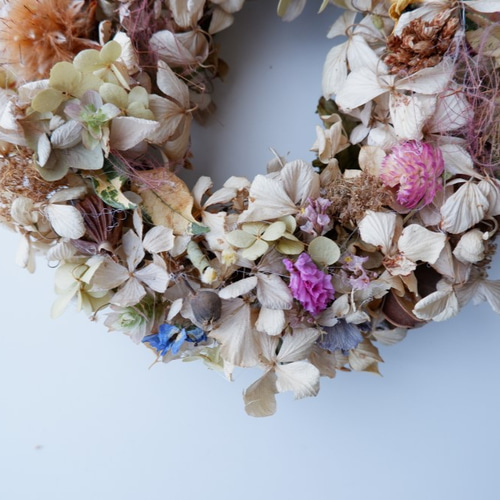 紫陽花と小花のリース ドライフラワー petite riviere 通販｜Creema  