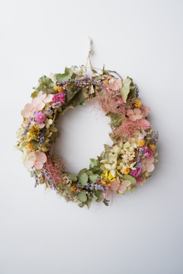 紫陽花と小花のリース ドライフラワー petite riviere 通販｜Creema  