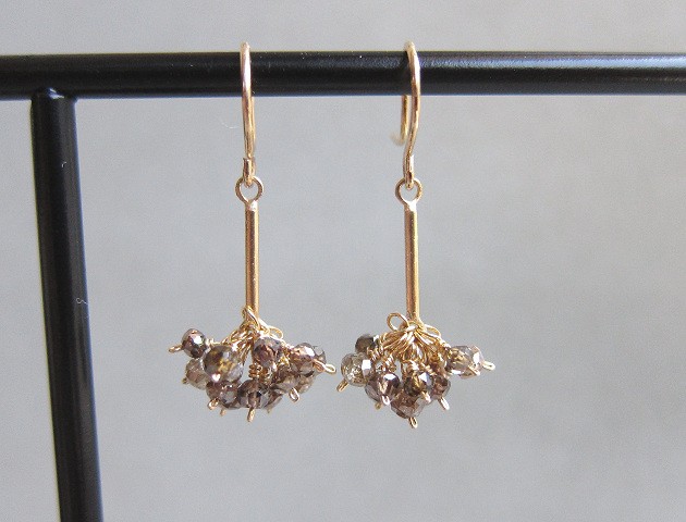 ブラウンダイヤモンドビーズ K18YGピアス