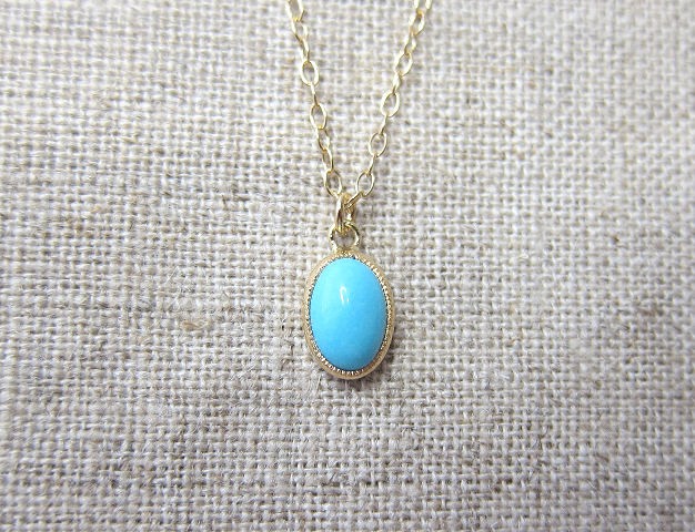 オーバルスリーピングビューティーターコイズ K18YGネックレス